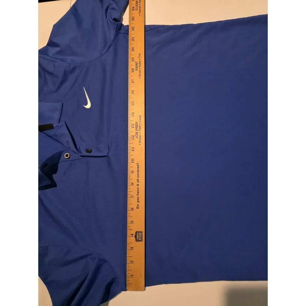 Nike Dri Fit Polo Shirt Mens Blue Golf Athletic Swoosh Large Shirt